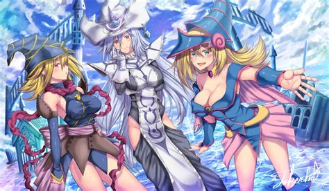 Dark Magician Girl Gagaga Girl And Silent Magician Yu Gi Oh Drawn