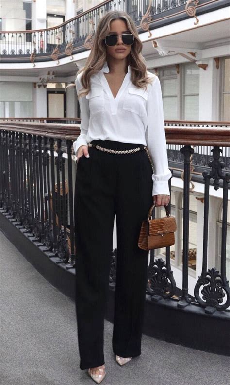 Elegant Outfit White Shirt Bag Black Pants Heels The 8 Best