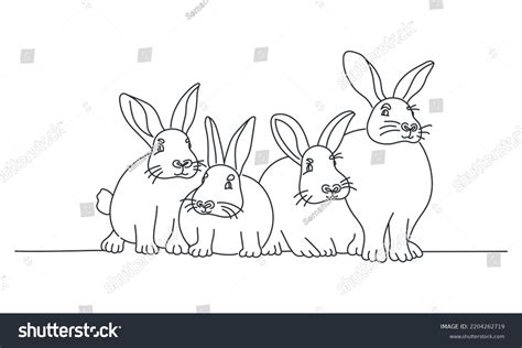 Group Funny Rabbits Hand Drawn Vector Stock Vector (Royalty Free ...