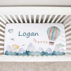 Personalized Hot Air Balloon Crib Sheet Adventure Nursery Bedding Hot Air Balloon Nursery