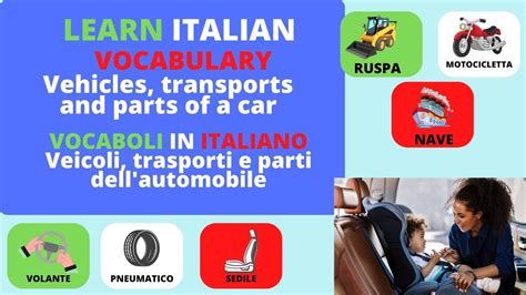 Learn Italian Vocabulary Vehicles And Car Parts Vocaboli In Italiano I