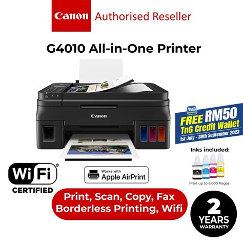 Canon Pixma G4010 Refillable Ink Tank Wireless All In One WiFi Fax