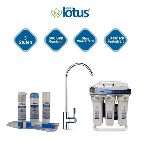 Aqualotus Osmoseanlage Umkehrosmose Anlage 600 GPD Direct Flow