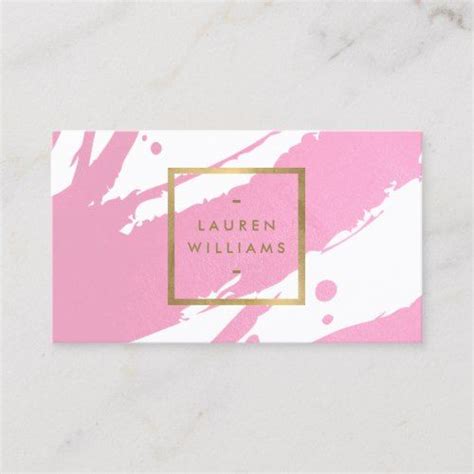 Abstract Pink Brushstrokes Business Card Business Card Template Design Business