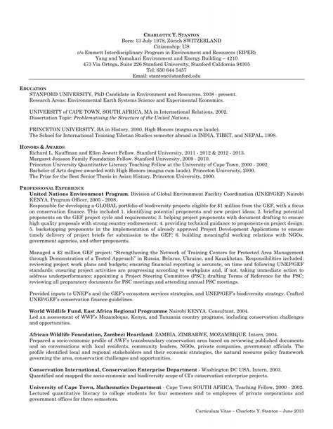 Curriculum Vitae Stanford School Of Earth Sciences Stanford