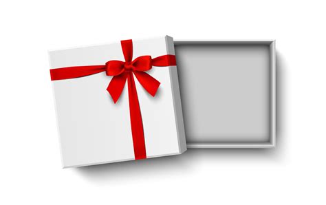 Opened White Gift Box With Red Bow Isolated On White Background Vector