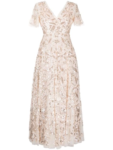 Needle Thread Trailing Sequin Embellished Gown Farfetch