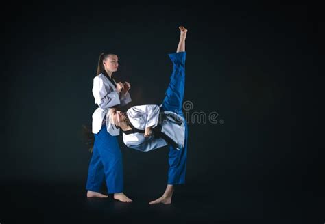 The Collage Of Karate Girl With Black Belt Stock Photo Image Of Judo