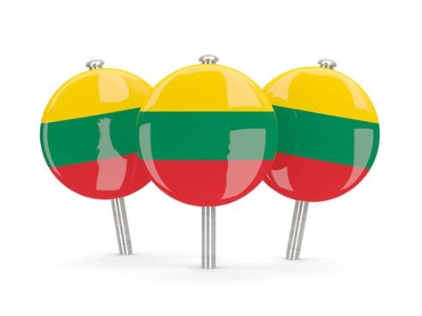 Three round pins. Illustration of flag of Lithuania