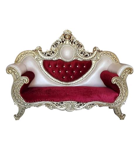 Red White And Golden Double Handle Wooden Wedding Jaimala Sofa At Rs