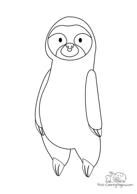 Coloring Page Smiling Sloth - Free Coloring Pages