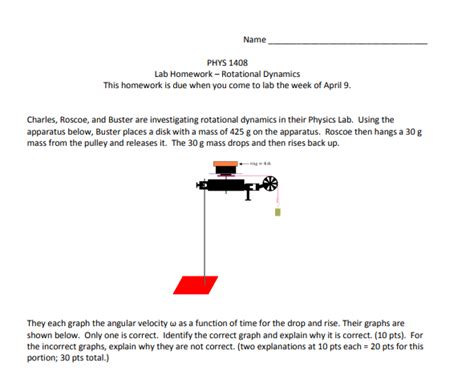 Solved Name Phys Lab Homework Rotational Dynamics This Chegg