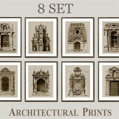 4 Set Architectural Prints European Facades Engravings Etsy