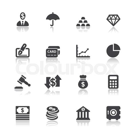 Business And Finance Icons With White Background Stock Vector Colourbox