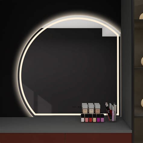 Chinese Bathroom Vanity Half Moon Round Shape LED Lighted Wall