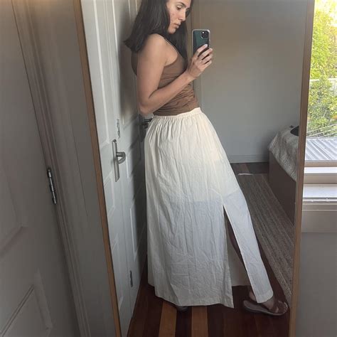 Nude Lucy Cream Maxi Skirt Size S Depop
