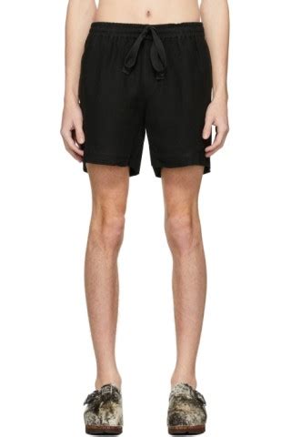 Commas Black Linen Lounge Shorts Ssense Canada