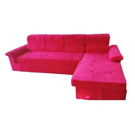 Velvet 4 Seater L Shaped Pink Sofa With Lounger At Rs 35000set In