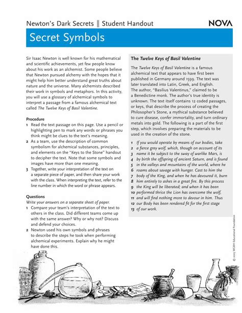 PDF Newtons Dark Secrets Student Handout Secret S Dark Secrets