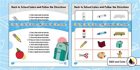 Following Directions Worksheet Prek Resource Twinkl Usa