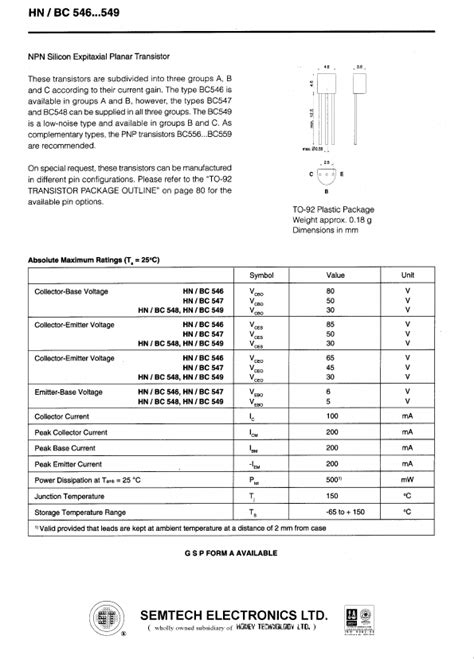 HN547 Transistor Datasheet Distribuidor Stock Y Mejor Precio