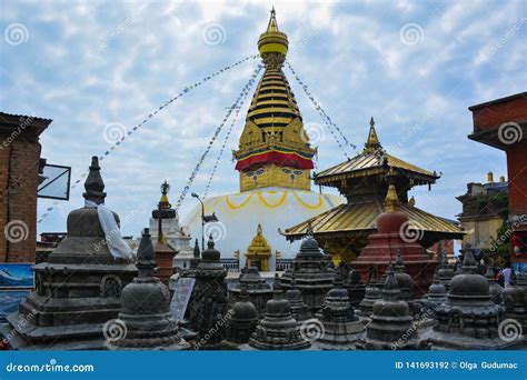 Swayambhunath Stupa - Ancient Buddhist Temple in Kathmandu, Nepal Stock Photo - Image of poja ...