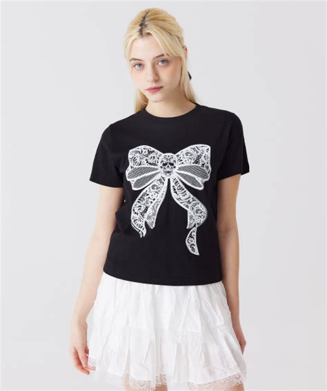 MUSINSA公式 AWESOME STUDIO Skull ribbon short sleeved T shirt black