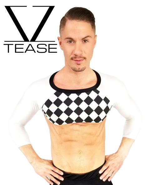 White Black Diamond Jester Mens Crop Top