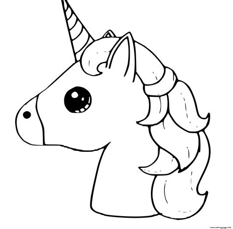 Kawaii Cute Baby Unicorn Coloring Pages