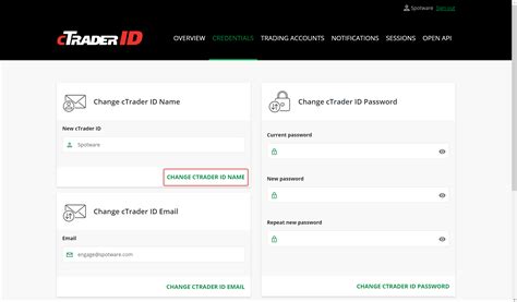 Credentials Ctrader Id