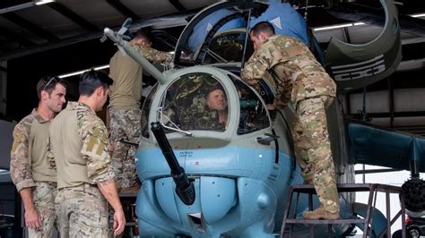 Air Force helo pilots fight Russian-made Hinds in rare mock battle