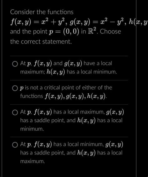 Solved Consider The Functions F X Y X 2 Y 2 G