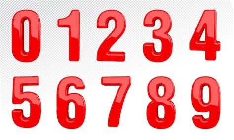 Premium PSD Red Numbers Set Luxury 3d Render