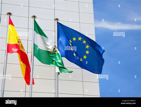 Bandera Espa Ola Y Andalucia Y Europa Fotograf As E Im Genes De Alta