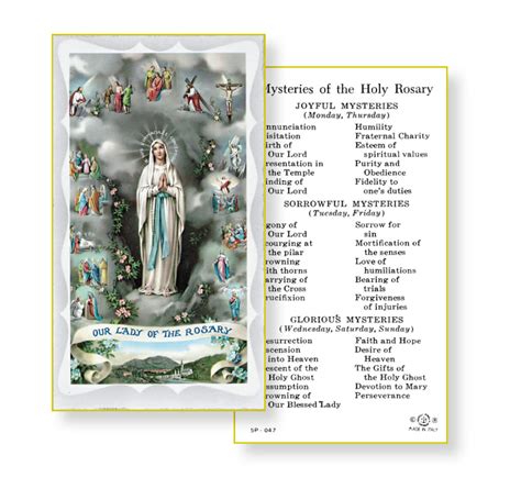 Mysteries of the Rosary Holy Card - 100 Pack - Buy Religious Catholic Store