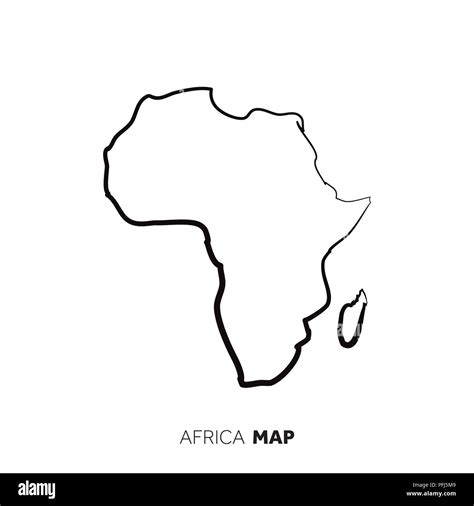 Africa Vector Country Map Outline Black Line On White Background Stock