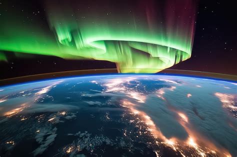 Aurora Boreal En El Planeta Tierra Cielo Estrellado Con Luces Polares