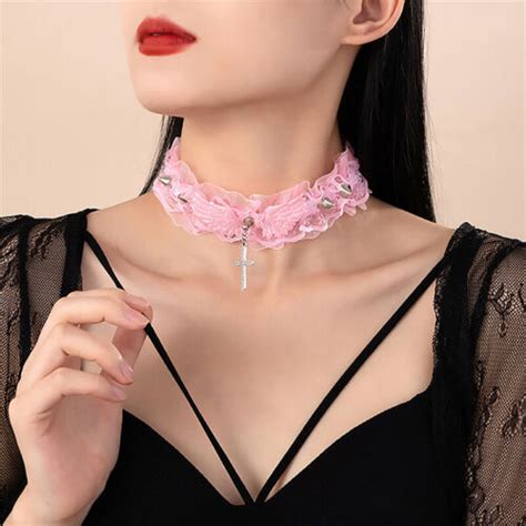 Lace Necklace Accessories Cross Collarbone Chain Angel Wings Collar