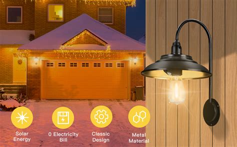 Fabstyl Solar Barn Wall Lights Metal Solar Motion Sensor Lights