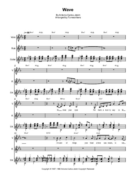 Wave Arr Tunescribers By Antonio Carlos Jobim Sheet Music For