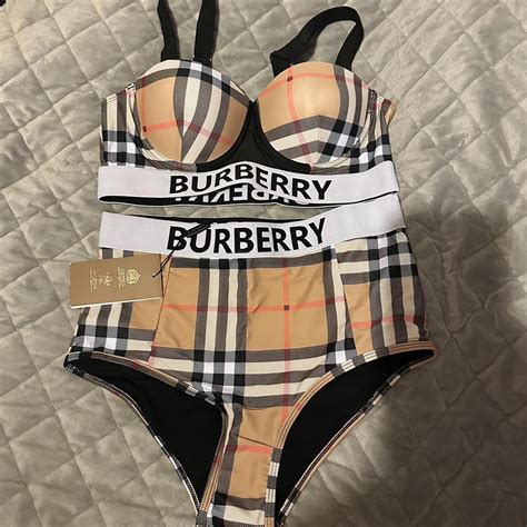 Burberry Logo Tape Vintage Check Bikini Set Brand Depop