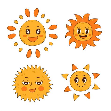 Cute sun vector set 23941407 Vector Art at Vecteezy