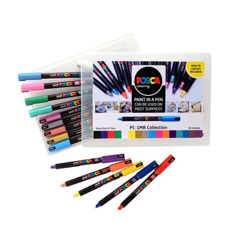 Uni Ball Posca PC 1MR Marker Pens Collection 16 Pack Hobbycraft