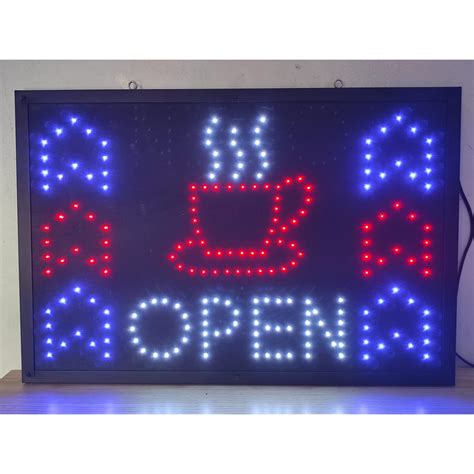 Jual Jual Papan Tulisan Lampu Led Sign Display OPEN CANGKIR Asap PANAH