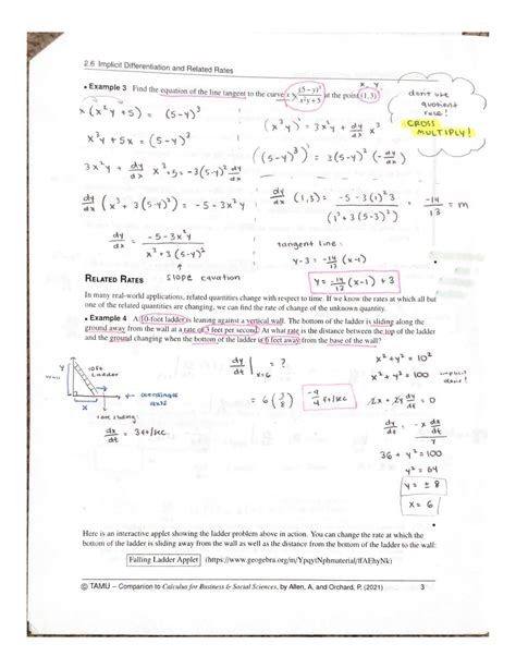 SOLUTION 2 6 Implicit Differentiation And Related Rates Notes And