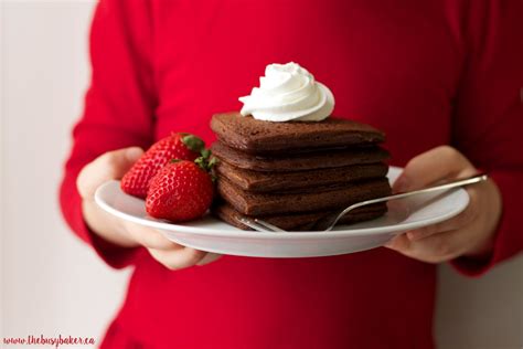 Chocolate Heart Shaped Pancakes - The Busy Baker