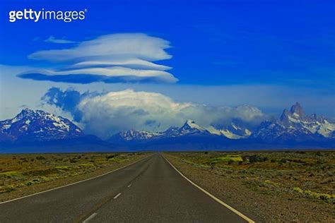 Highway Road To Fitz Roy Snowcapped Mountain Range El Chalten