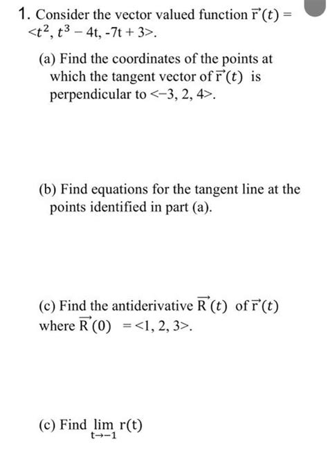 Solved 1 Consider The Vector Valued Function Rt