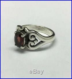 James Avery Sterling Silver Scrolled Heart Garnet Ring Size James