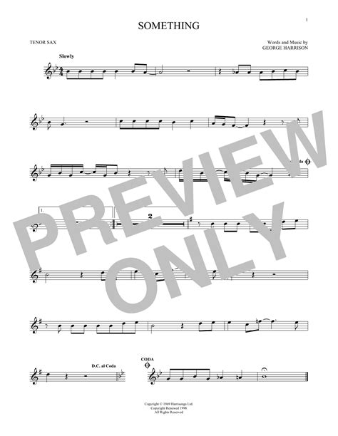 Something By The Beatles Sheet Music For Tenor Sax Solo At Sheet Music Direct